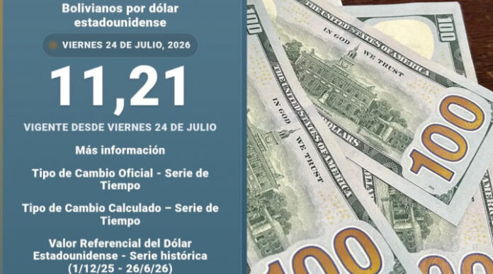 DÓLAR OFICIAL SUBE A BS 11,21